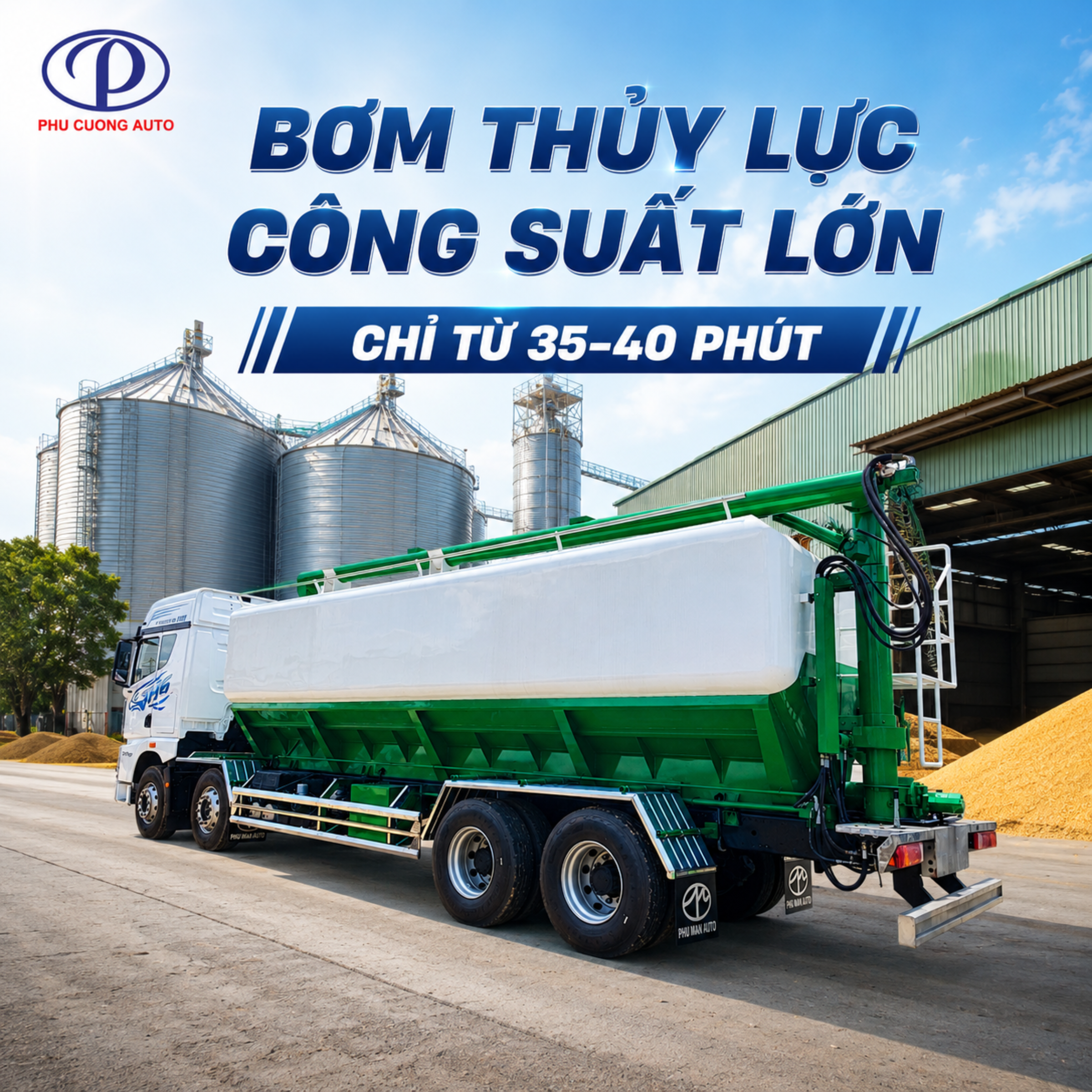 hệ thống bơm xe bồn cám trục vít faw jh6 4 chân
