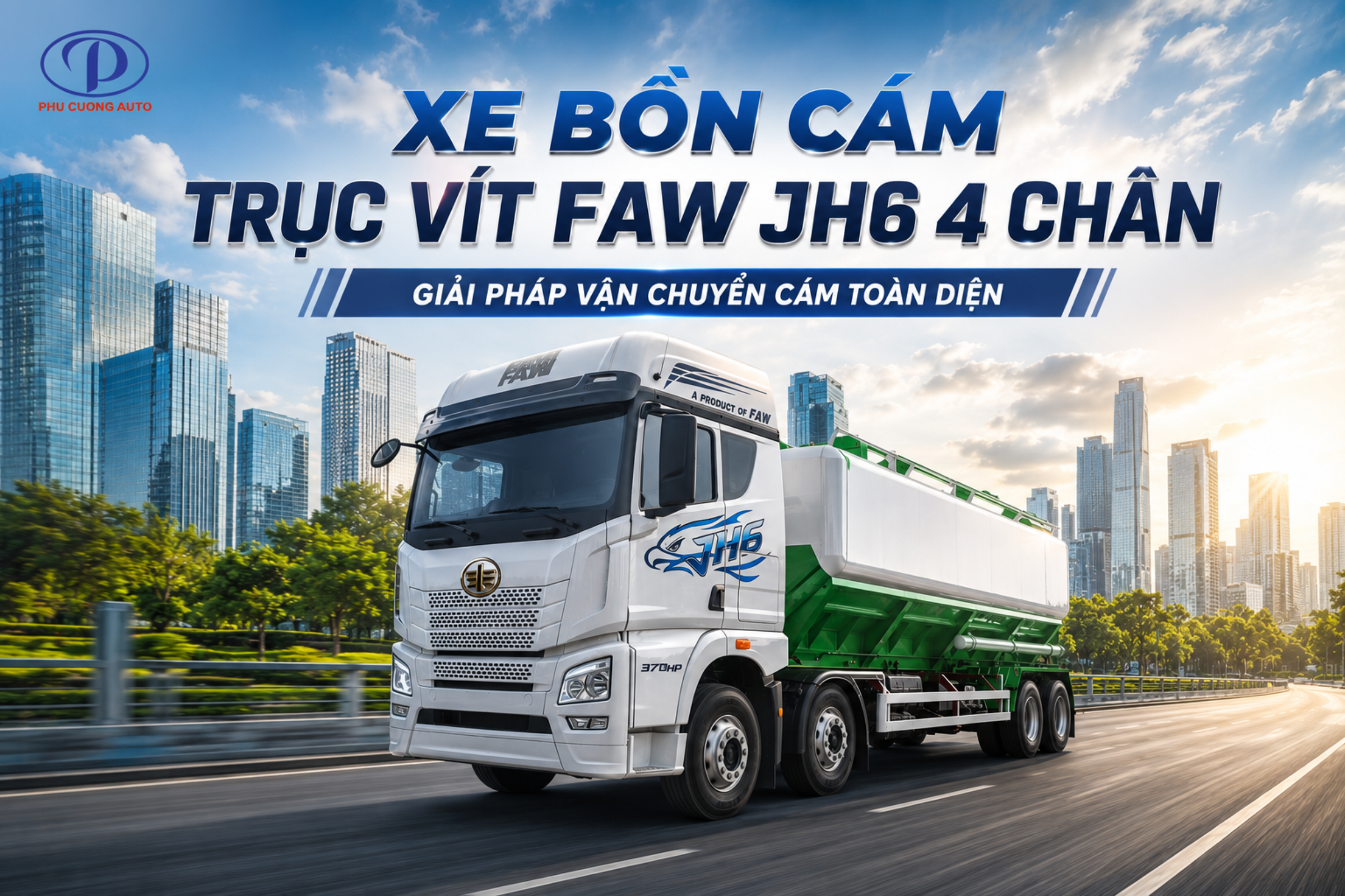 xe bồn cám trục vít faw jh6 4 chân