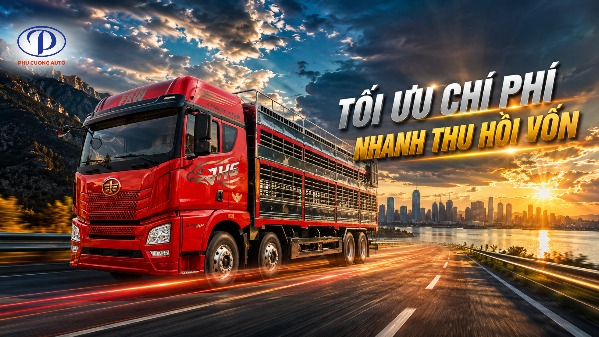chi phí đầu tư xe faw jh6 4 chân chở gia súc