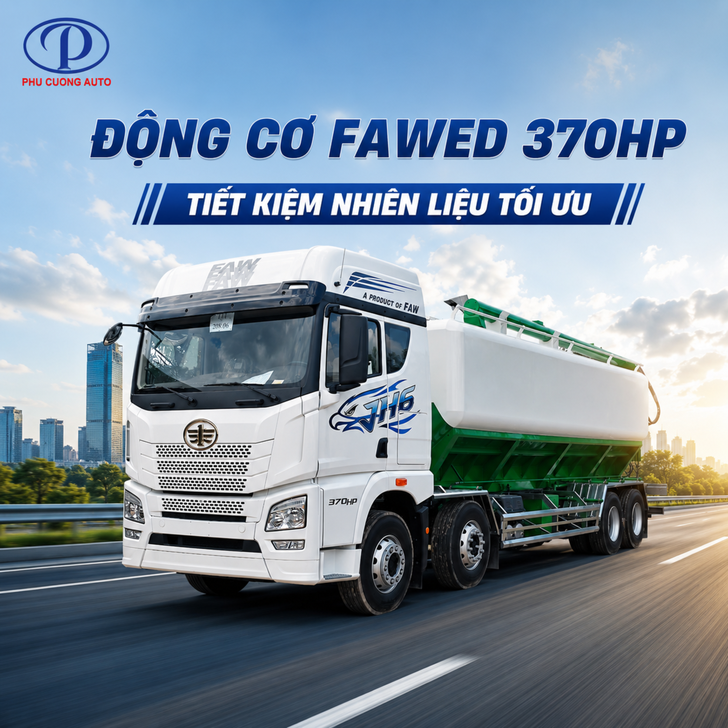 động cơ xe bồn cám trục vít faw jh6 4 chân