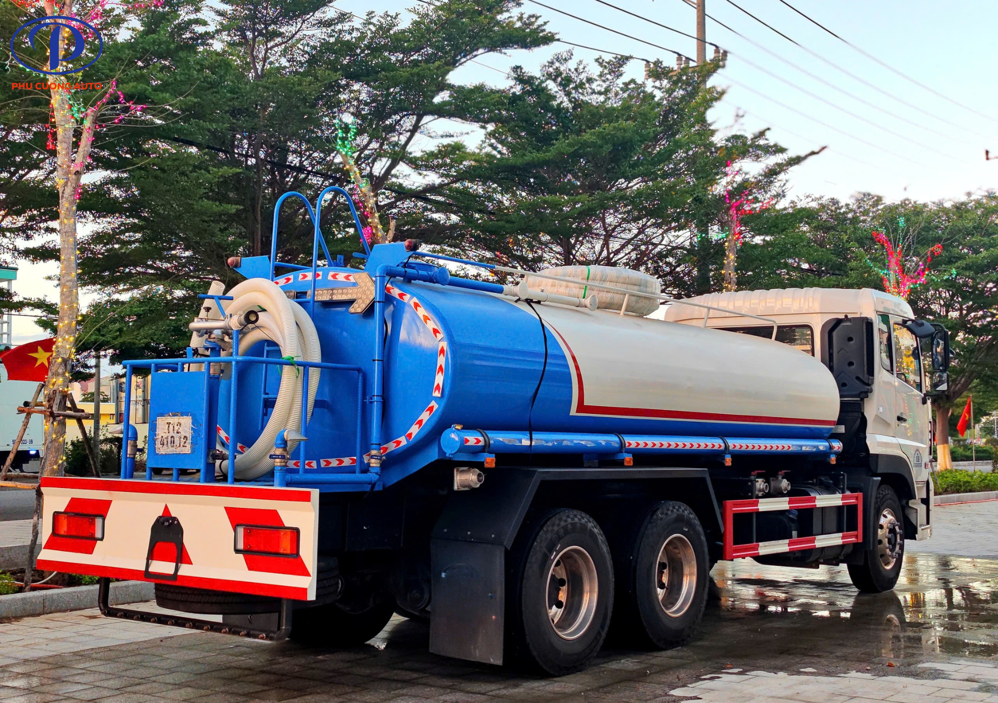 hệ thống phun nước trên xe bồn dongfeng 14 khối 
