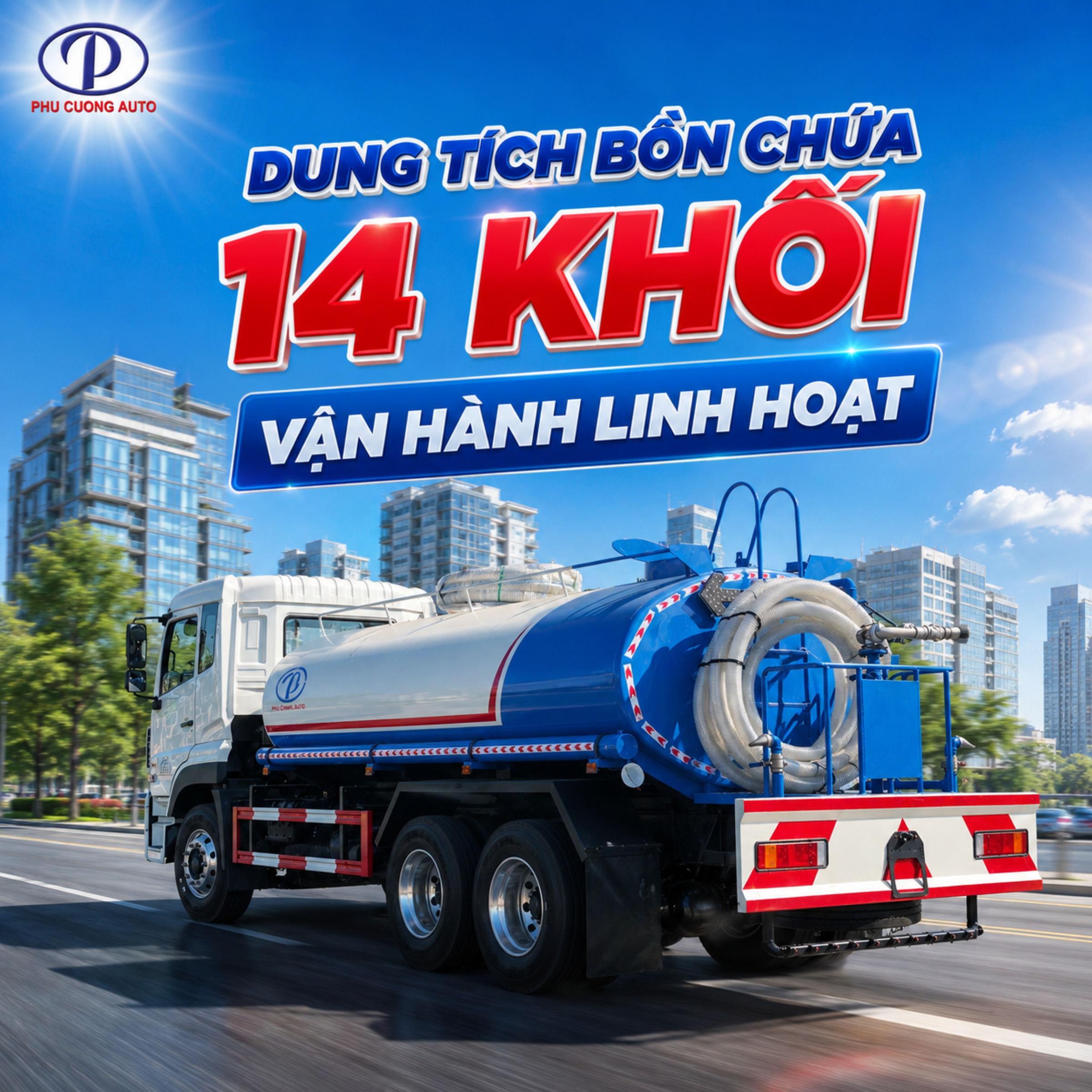 khả năng vận hành xe bồn nước dongfeng 14 khối 