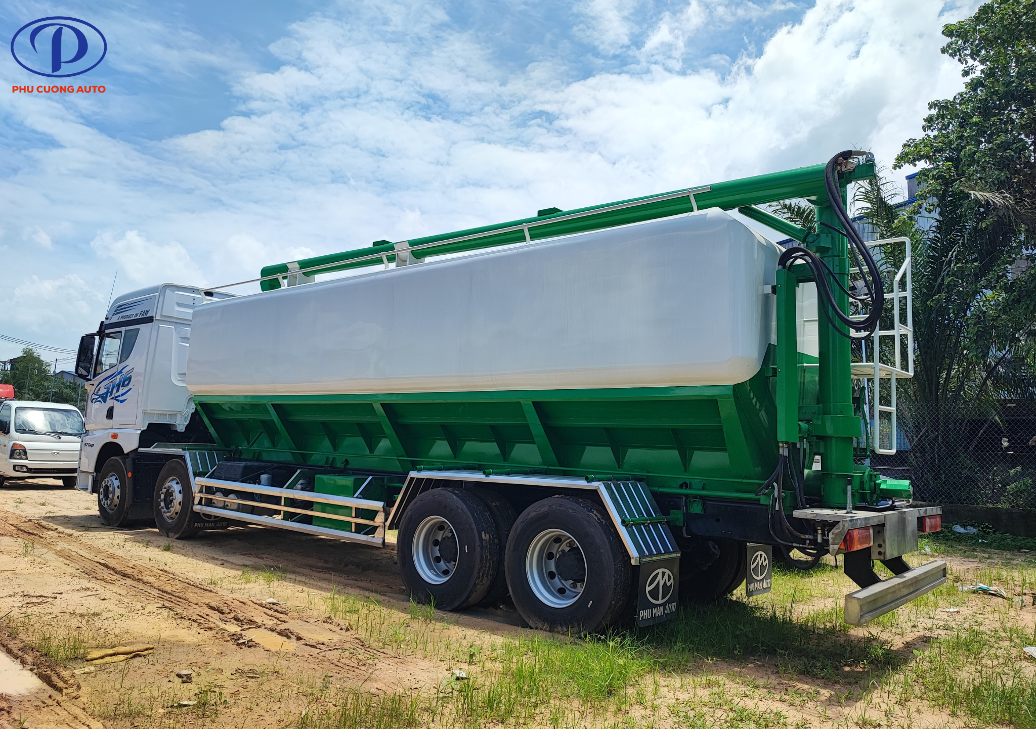 hệ thống bơm xả cám trục vít faw jh6 4 chân