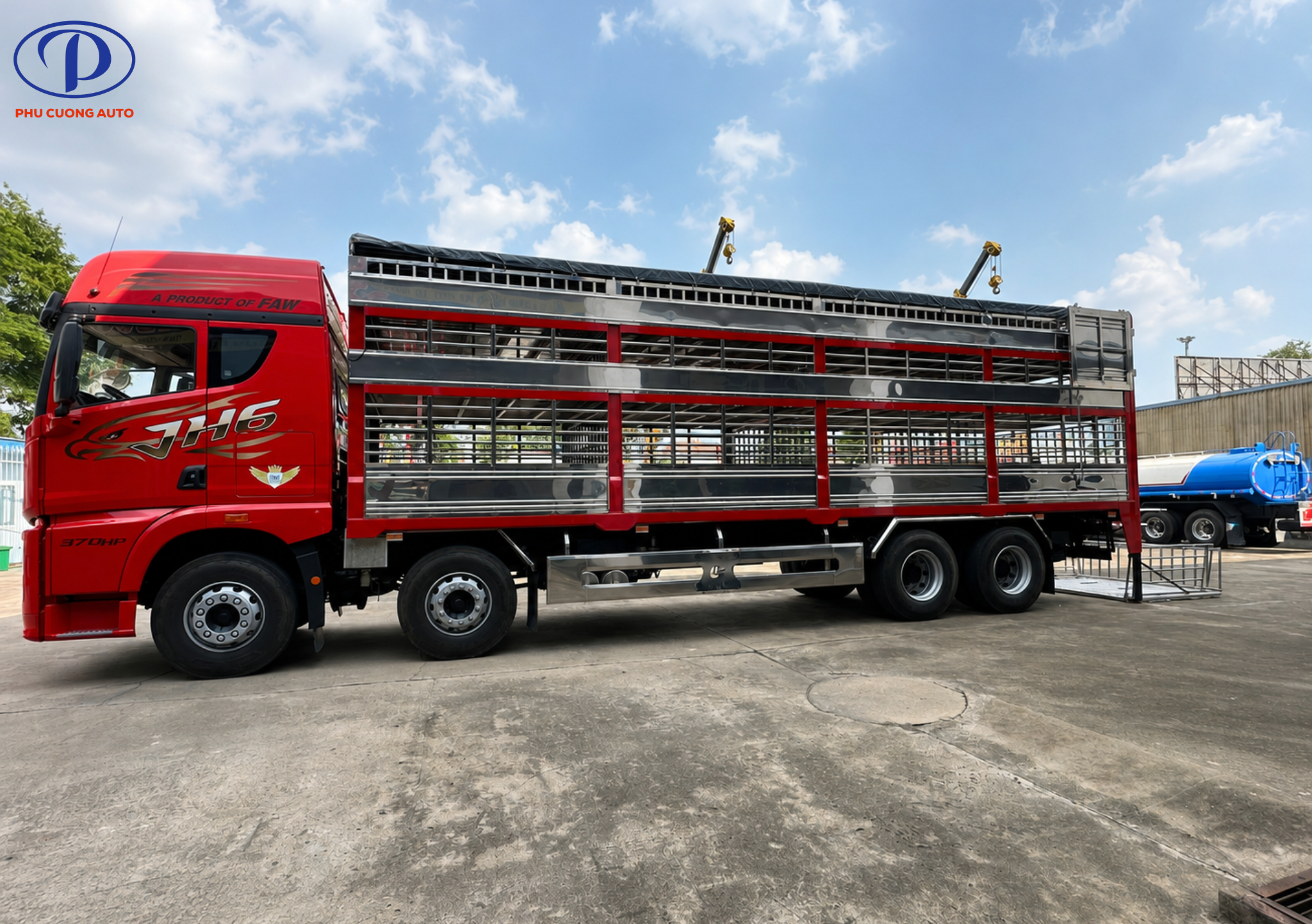 thiết kế thùng chở heo xe faw jh6 4 chân