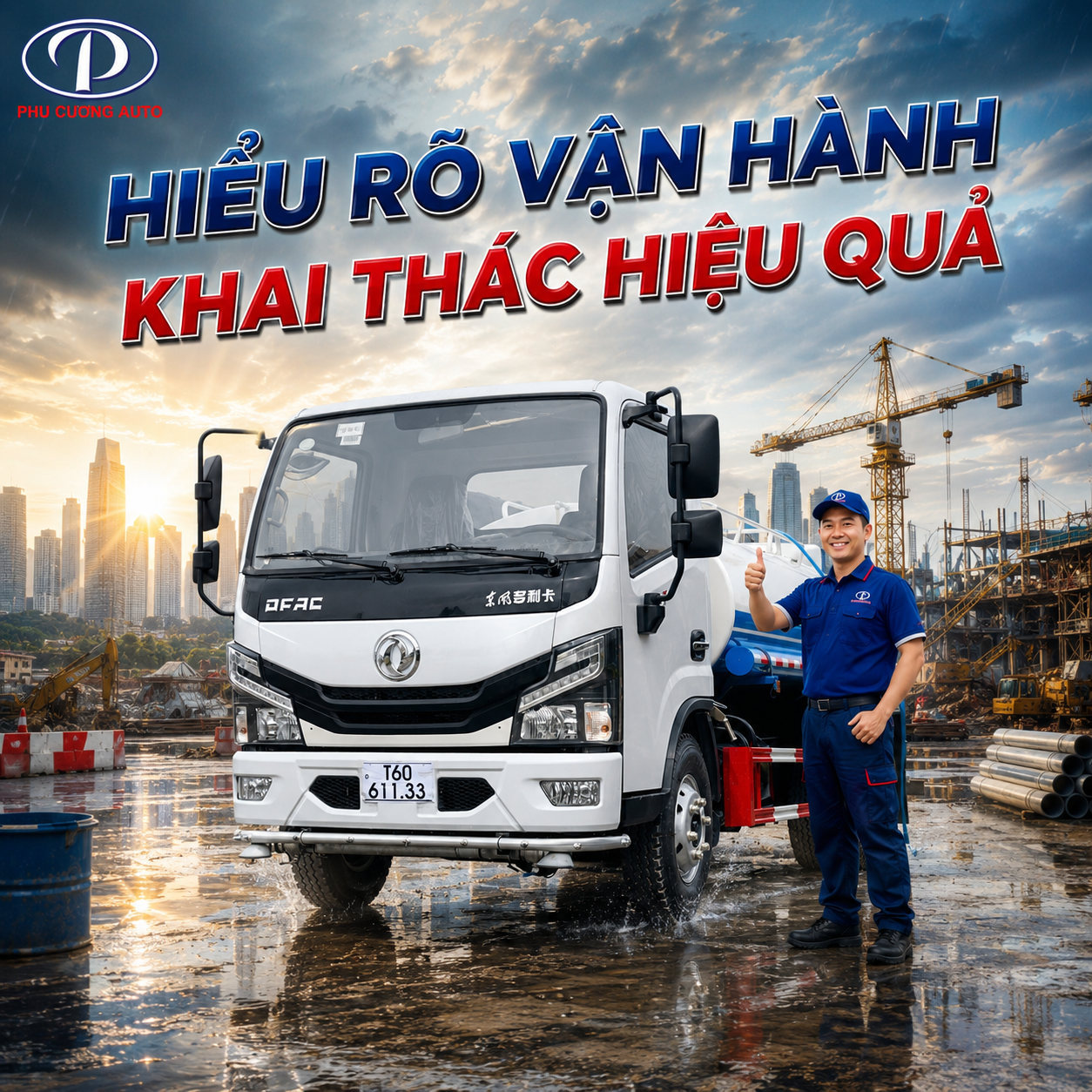 vận hành xe bồn nước dongfeng 5.3 khối nhập khẩu 