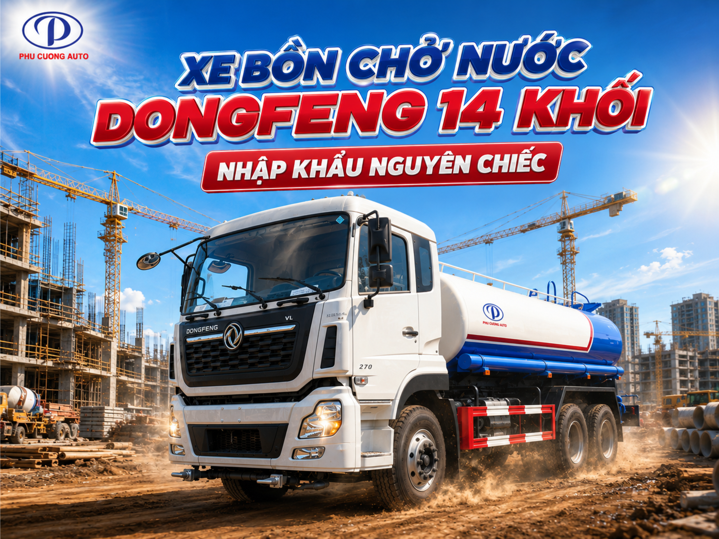 xe bồn nước dongfeng 14 khối nhập khẩu