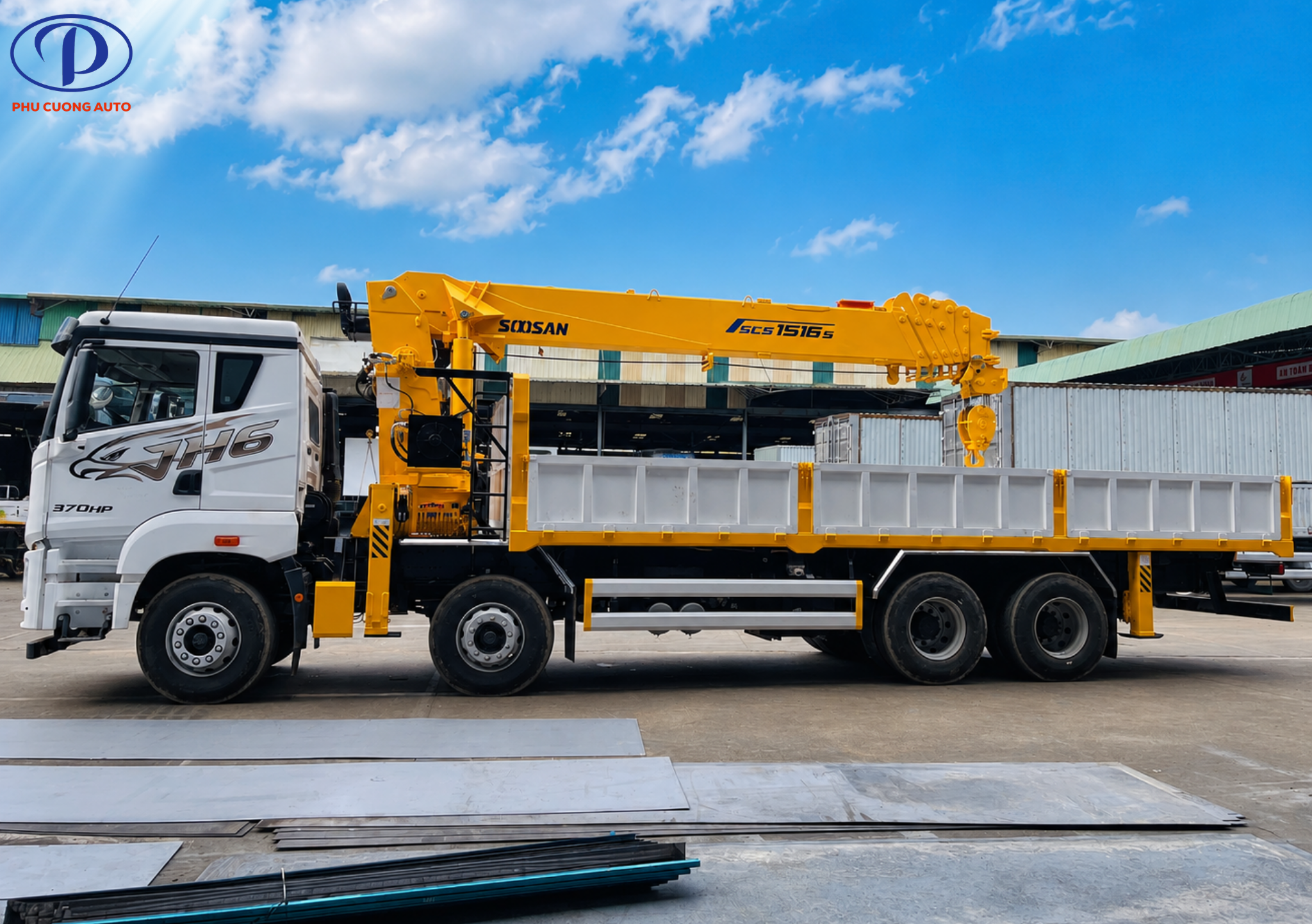 kích thước xe faw jh6 4 chân cẩu tự hành soosan 15 tấn 