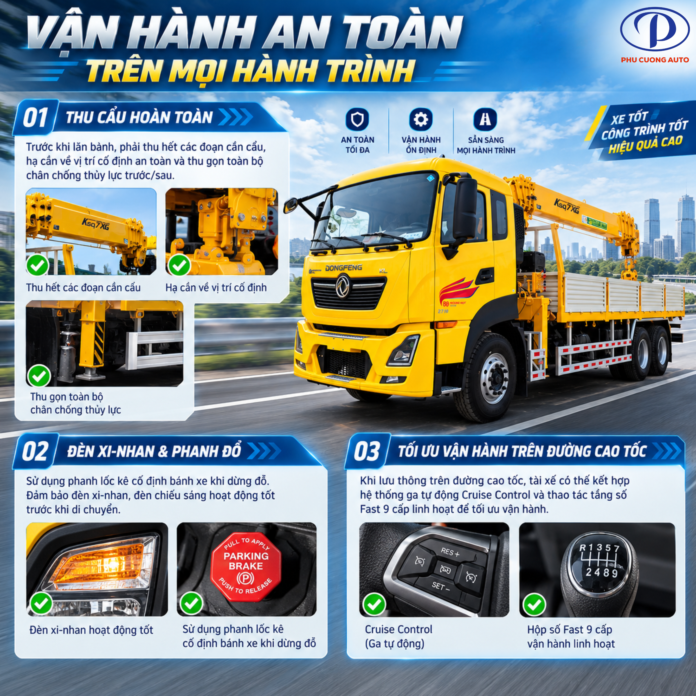 lưu ý khi vận hành xe cẩu tự hành dongfeng 3 chân