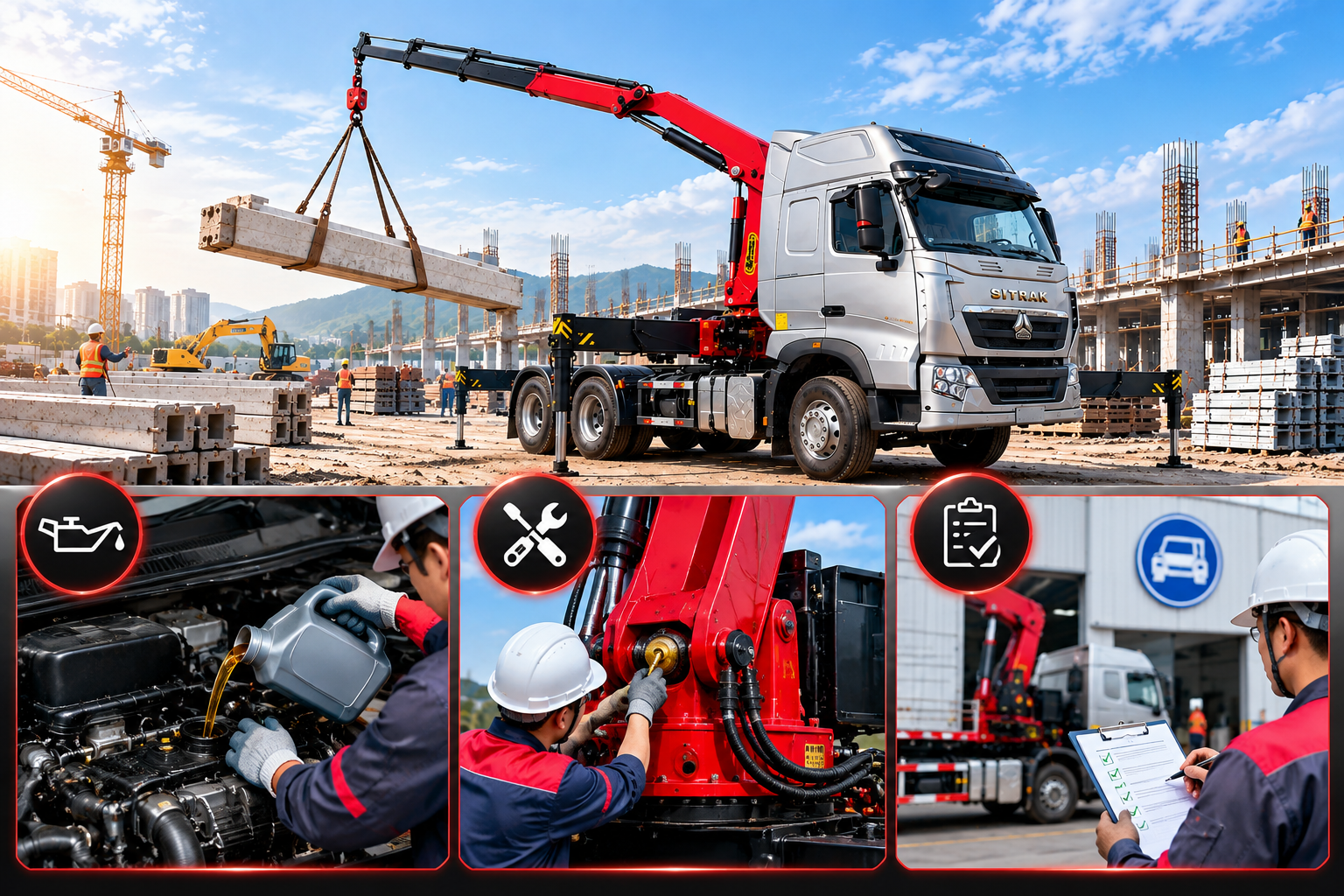 bảo dưỡng xe đầu kéo howo th7 440hp gắn cẩu 10 tấn