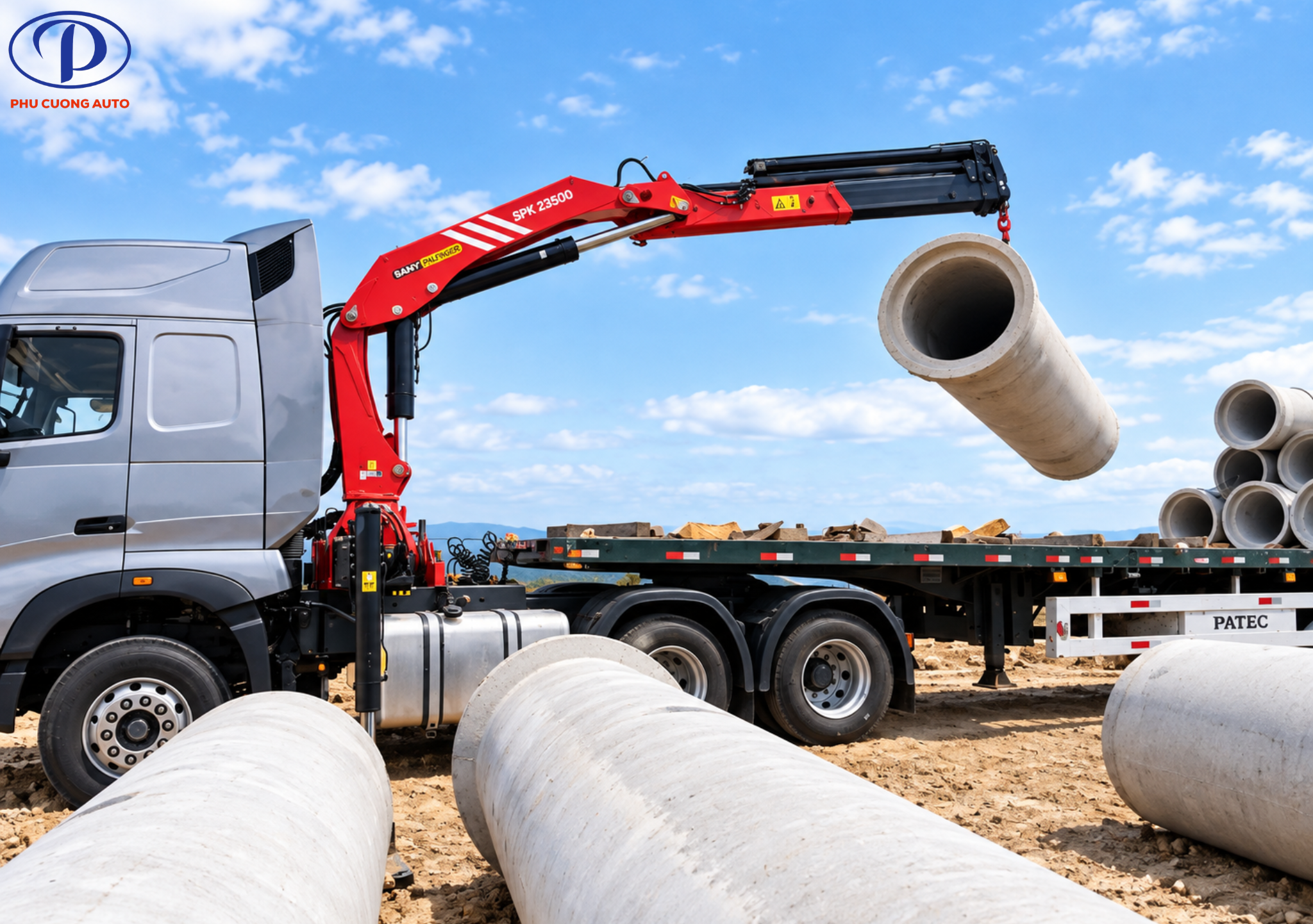 sức nâng cẩu 10 tấn xe đầu kéo howo th7
