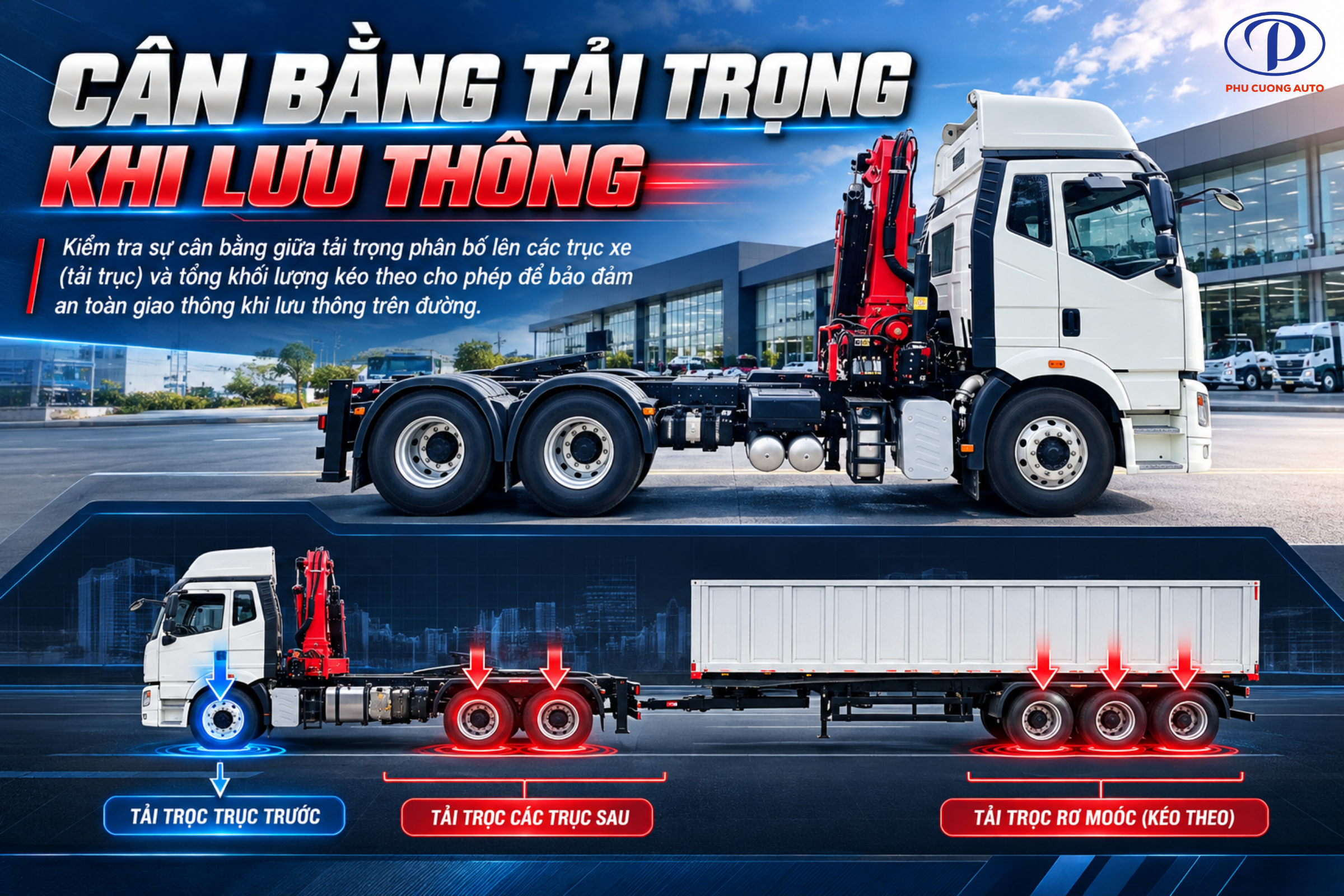 phân bổ tải trọng khi vận hành xe đầu kéo gắn cẩu