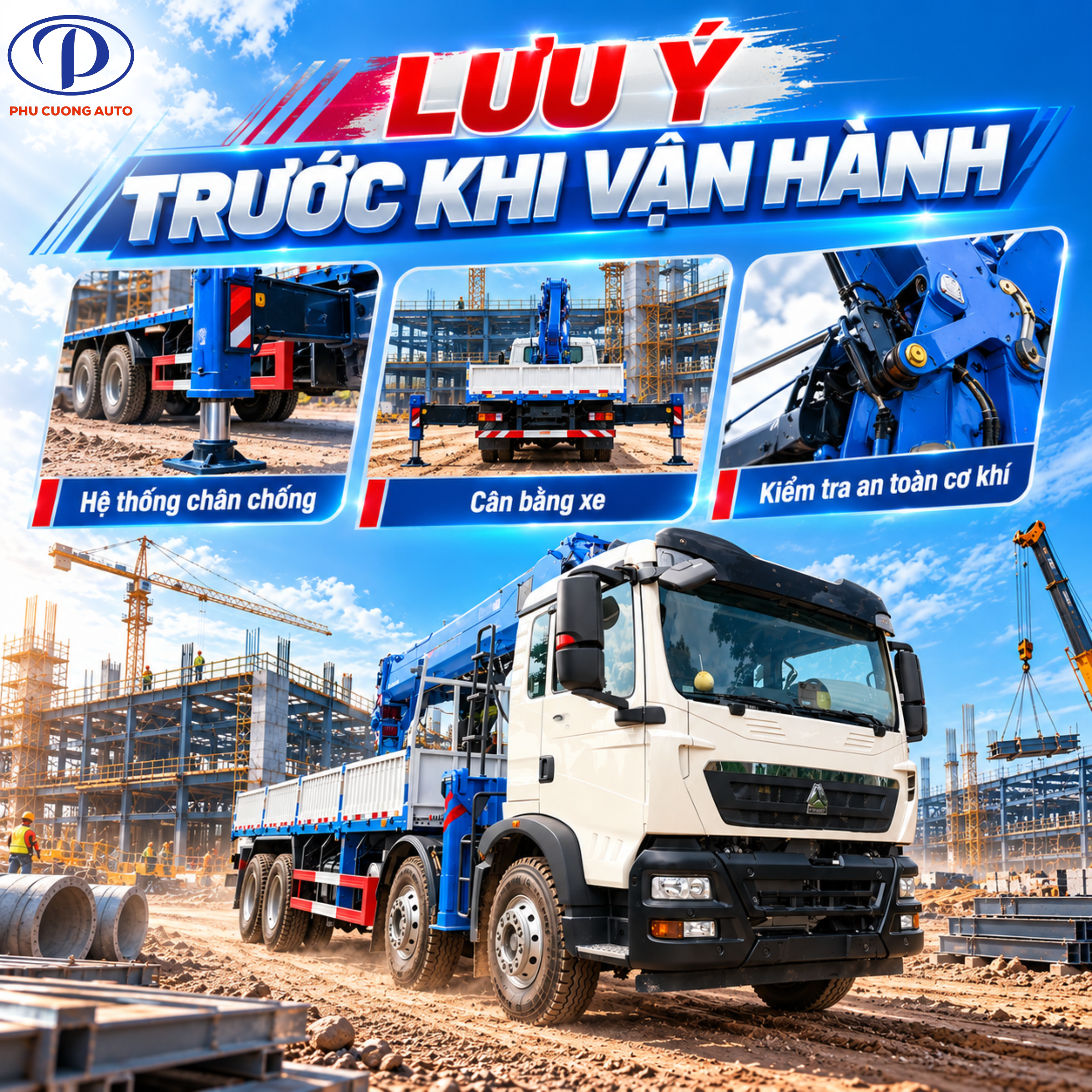 lưu ý khi vận hàng xe cẩu tự hành howo 4 chân 